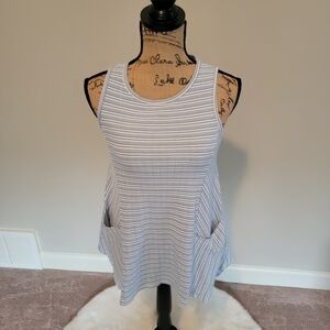 Anthropologie Ella Mara light blue white sleeveless top